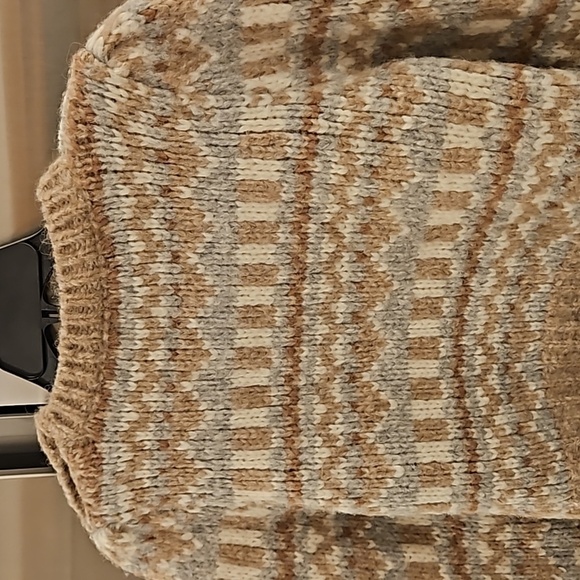 💕LOVESHACKFANCY💕 Cropped Fair Isle Sweater ~ Alpaca Wool Blend Tan Print Small - Picture 11 of 15